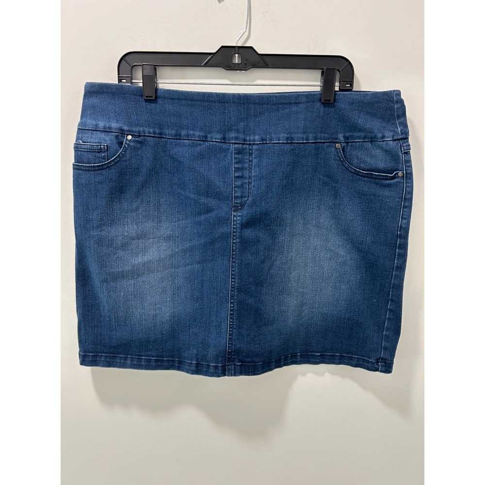 S.C. & Co. Womens XL Denim Skort Blue Pull On Stretch Jean Skirt with Shorts